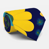 Gele madeliefjes blauwe achtergrond bloemmotief stropdas (Opgerold)