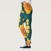 Gele madeliefjes blauwe achtergrond botanische pat leggings (Links)