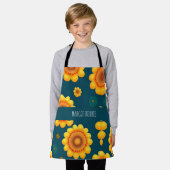 Gele madeliefjes blauwe achtergrond botanische pat schort (Gedragen)