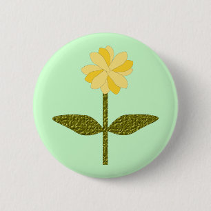 Gele Madeliefjes Bloem Knop Ronde Button 5,7 Cm
