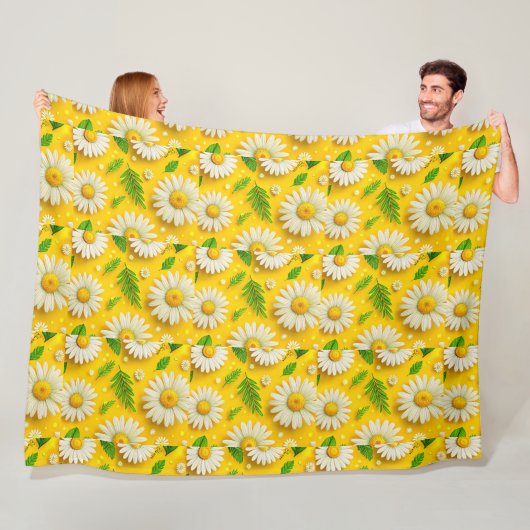 Gele Madeliefjes Bloemstuk Dekbed Fleece Deken (In situ)