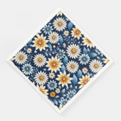 Gele madeliefjes en blauw bloemenpatroon servet (Hoek)