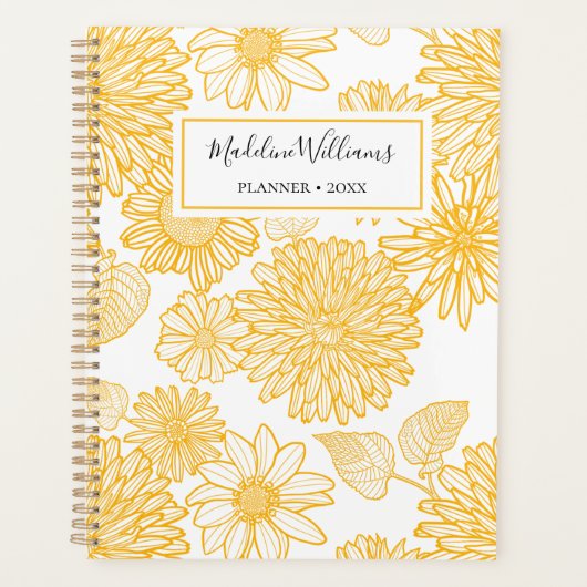 Gele madeliefjes en dahlia's | Gepersonaliseerd 20 Planner (Voorkant)