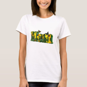 Gele madeliefjes en vlinders mama T-shirt
