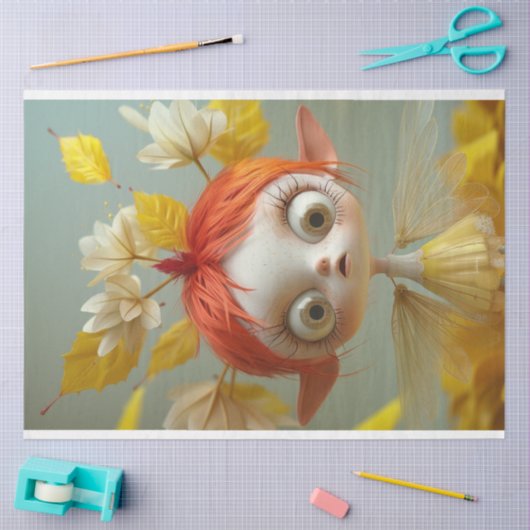 gele madeliefjes fee meisje decoupage tissuepapier (Craft)