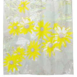 Gele madeliefjes Geel en Grijs Douchegordijn
