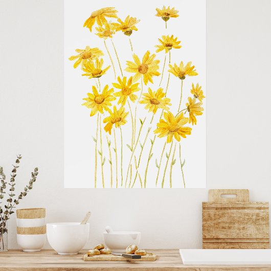 Gele madeliefjes in bloei poster (Keuken)