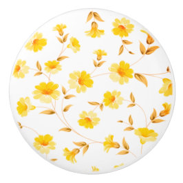Gele Madeliefjes Ladeknop | Kleine Bloem Vintage Keramische Knop