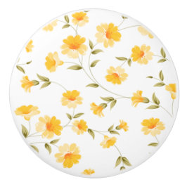 Gele Madeliefjes Ladeknop | Kleine Bloem Vintage Keramische Knop