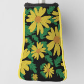 Gele madeliefjes met groene bladeren golfheadcover (Draai 90)