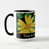 Gele madeliefjes met groene bladeren mok (Links)