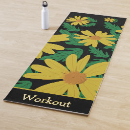 Gele madeliefjes met groene bladeren yogamat