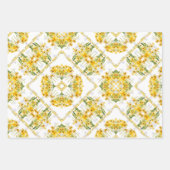 Gele madeliefjes mix in match wrapping inpakpapier vel (Voorkant 2)