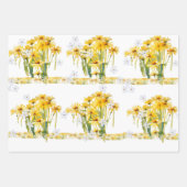 Gele madeliefjes mix in match wrapping inpakpapier vel (Voorkant)