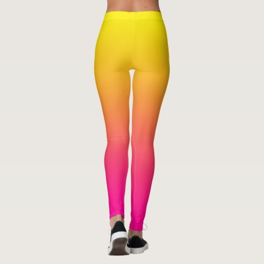 Gele magenta Roos gradiënt Leggings (Achterkant)