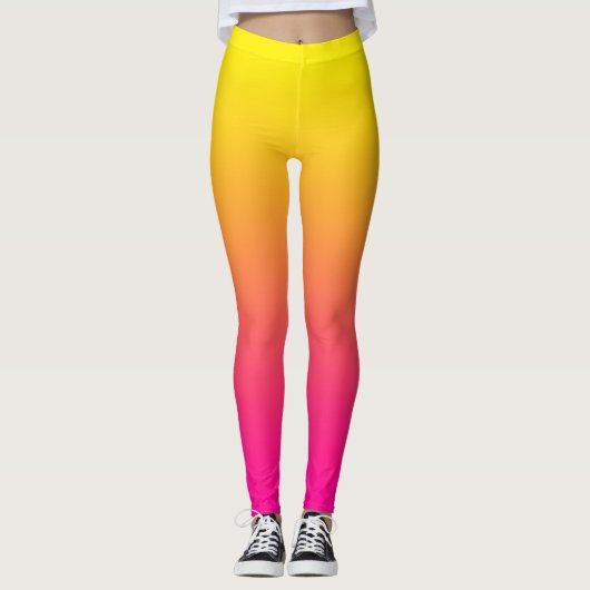 Gele magenta Roos gradiënt Leggings (Voorkant)