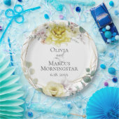 Gele Magnolia en pioenroos zomerhuwelijk Papieren Bordje (Feest)