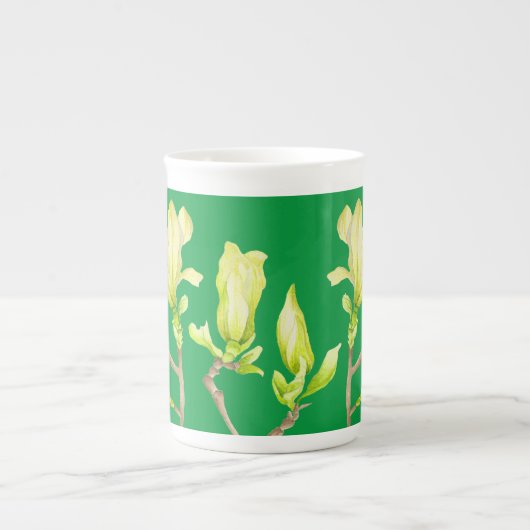 Gele Magnolias op een Bone China Mok (Voorkant)