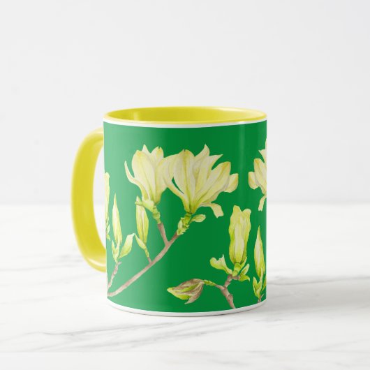 Gele Magnolias op een Combo Mok (G) (Voorkant links)
