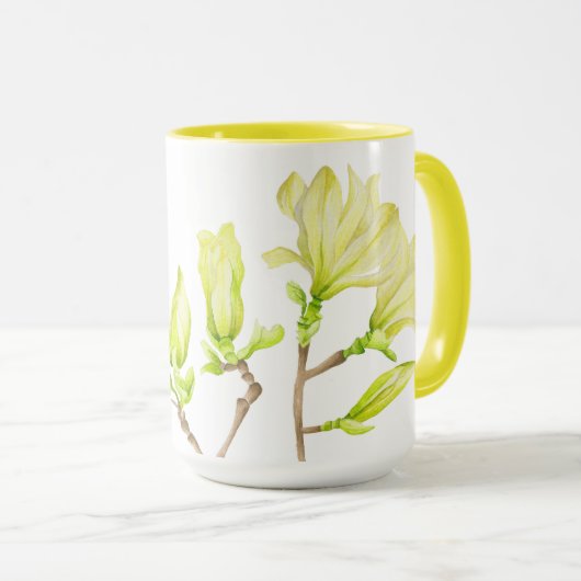 Gele Magnolias op een Combo Mok (W) - 15 oz. (Voorkant rechts)