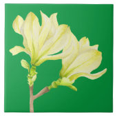 Gele Magnolias op een keramische Tegel (1G) Tegeltje (Voorkant)