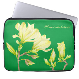 Gele Magnolias op een laptophoes Laptop Sleeve