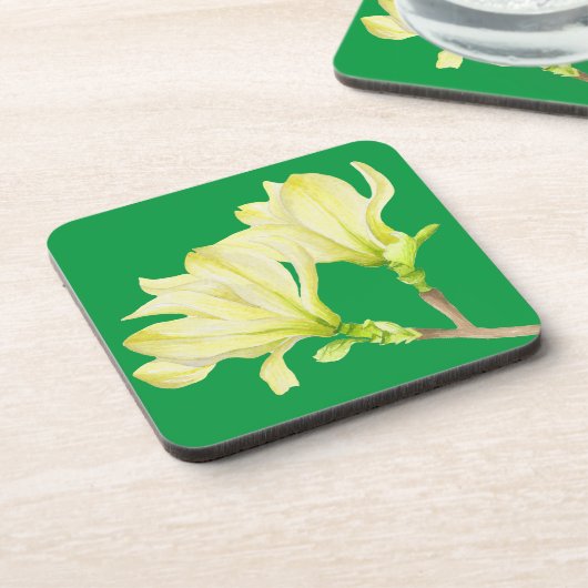 Gele Magnolias op een Onderzetter (Linkerzijde)