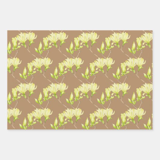 Gele Magnolias op een Reeks van het VerpakkingsPap Inpakpapier Vel (Voorkant 2)