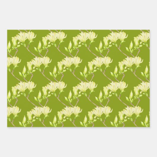 Gele Magnolias op een Reeks van het VerpakkingsPap Inpakpapier Vel (Voorkant)