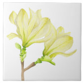 Gele Magnolias op keramische Tegel (1 W) Tegeltje (Voorkant)
