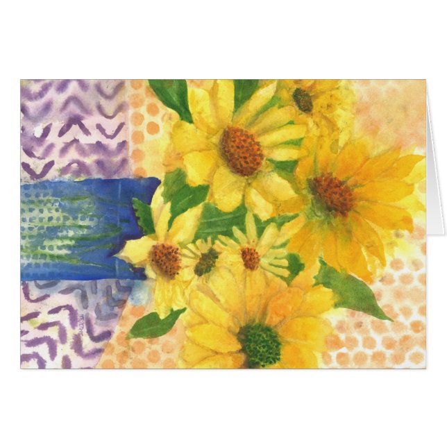 gele maissoorten in blauwe vaas (Voorkant Horizontaal)