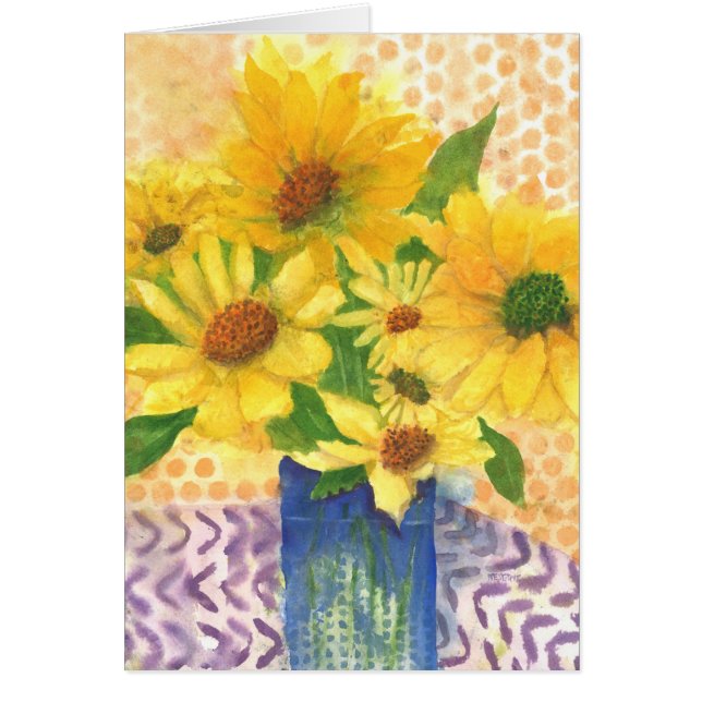 gele maissoorten in blauwe vaas (Voorkant)