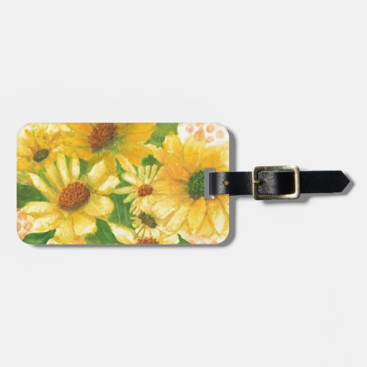 gele maissoorten in blauwe vaas bagagelabel (Voorkant horizontaal)