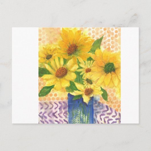 gele maissoorten in blauwe vaas briefkaart (Voorkant)