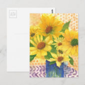 gele maissoorten in blauwe vaas briefkaart (Voorkant / Achterkant)