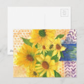 gele maissoorten in blauwe vaas briefkaart (Voorkant / Achterkant)