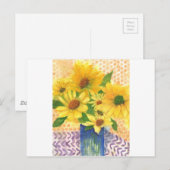 gele maissoorten in blauwe vaas briefkaart (Voorkant / Achterkant)