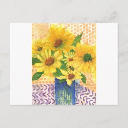 gele maissoorten in blauwe vaas briefkaart (Voorkant)