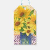 gele maissoorten in blauwe vaas cadeaulabel (Voorkant)