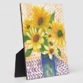 gele maissoorten in blauwe vaas fotoplaat (Zijkant)