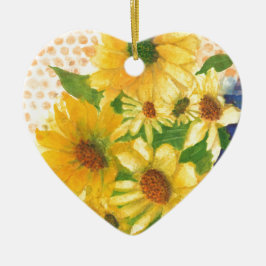 gele maissoorten in blauwe vaas keramisch ornament