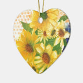 gele maissoorten in blauwe vaas keramisch ornament (Links)