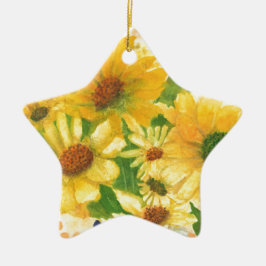 gele maissoorten in blauwe vaas keramisch ornament