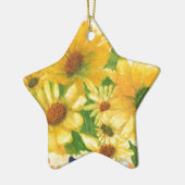 gele maissoorten in blauwe vaas keramisch ornament (Links)