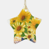 gele maissoorten in blauwe vaas keramisch ornament (Rechts)