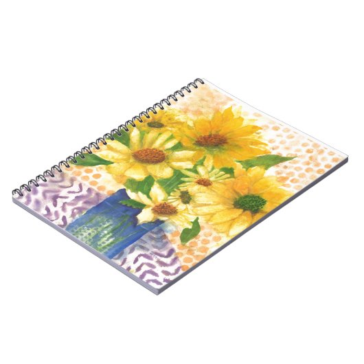 gele maissoorten in blauwe vaas notitieboek (Linkerzijde)