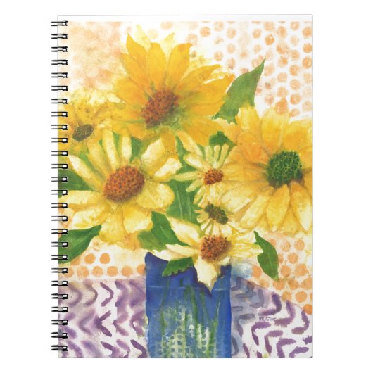 gele maissoorten in blauwe vaas notitieboek (Voorkant)
