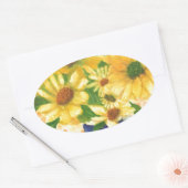 gele maissoorten in blauwe vaas ovale sticker (Envelop)