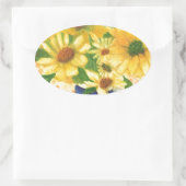 gele maissoorten in blauwe vaas ovale sticker (Tas)