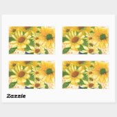 gele maissoorten in blauwe vaas rechthoekige sticker (Vel)